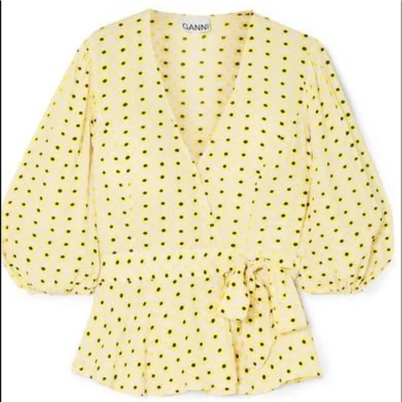 NWOT never worn Ganni Daisy Wrap top. - Picture 2 of 7